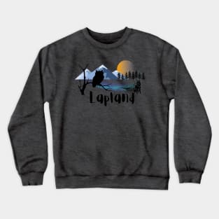 LAPLAND NORDIC NATURE OWL SLEDGE DOG SUNSET MOUNTAIN Crewneck Sweatshirt